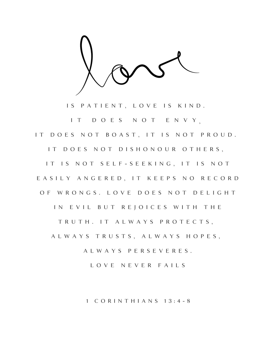 1-corinthians-13-4-8-bible-verse-wall-art-scripture-bella for 1 Corinthians 13 Free Printable 1 Corinthians 13:4-8 | Bible verse Wall art – Scripture Bella for 1 Corinthians 13 Free Printable