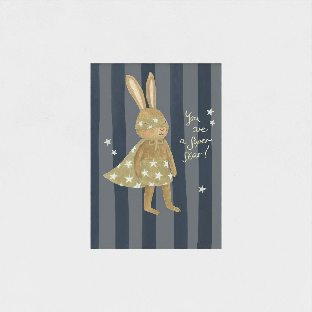 You Are a Super Star Rabbit Print – Kids Nursery Wall Art