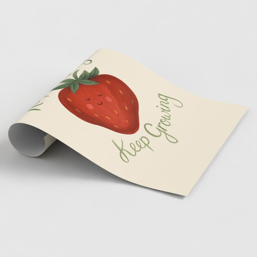 Keep Praying Keep Growing Strawberry Art Print – Christian Kids Wall Art