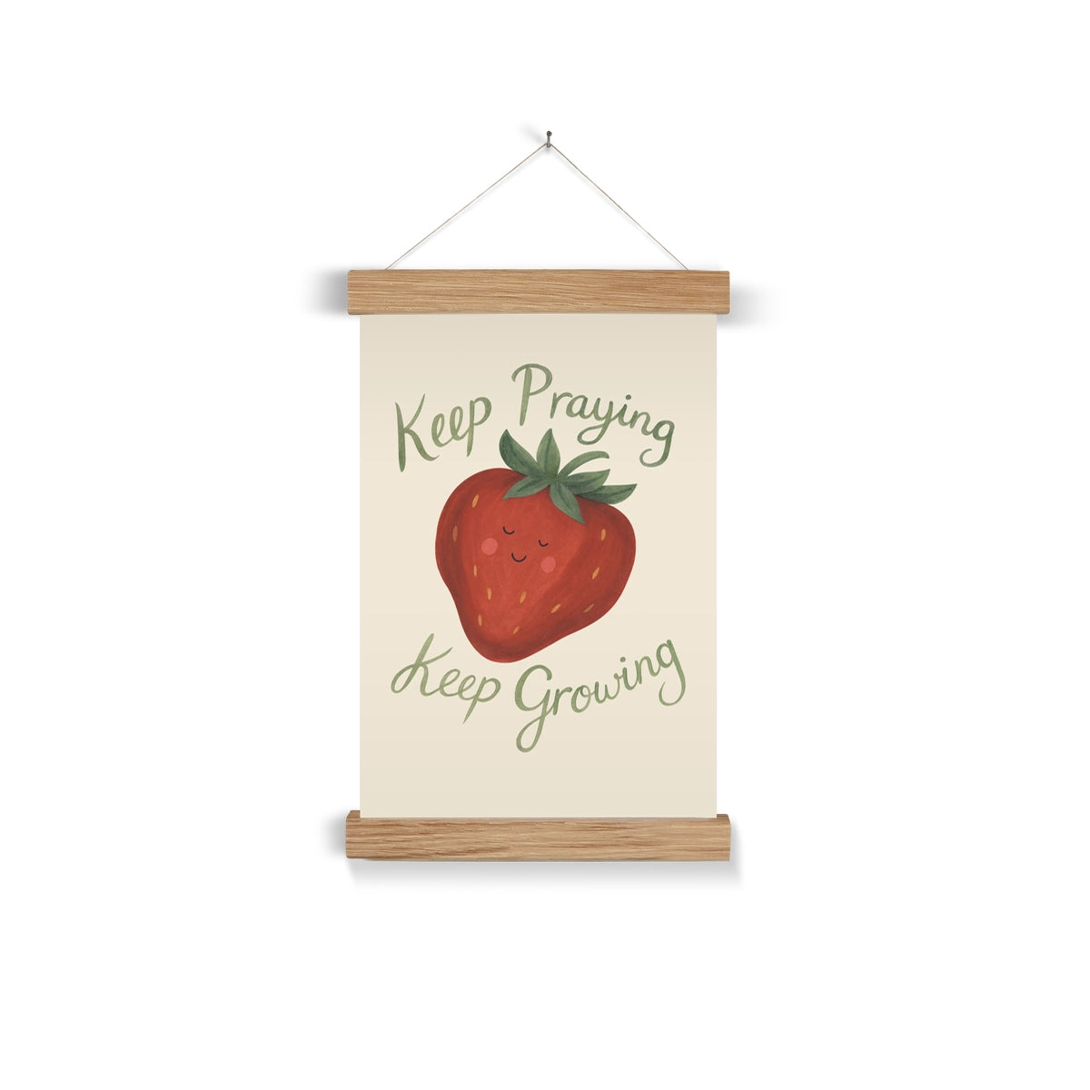 Keep Praying Keep Growing Strawberry Art Print – Christian Kids Wall Art
