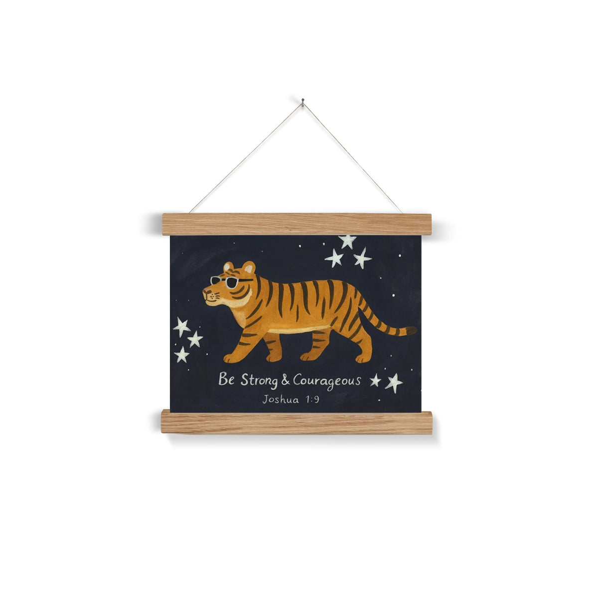 Be Strong & Courageous Tiger Art Print – Joshua 1:9 Scripture Wall Art