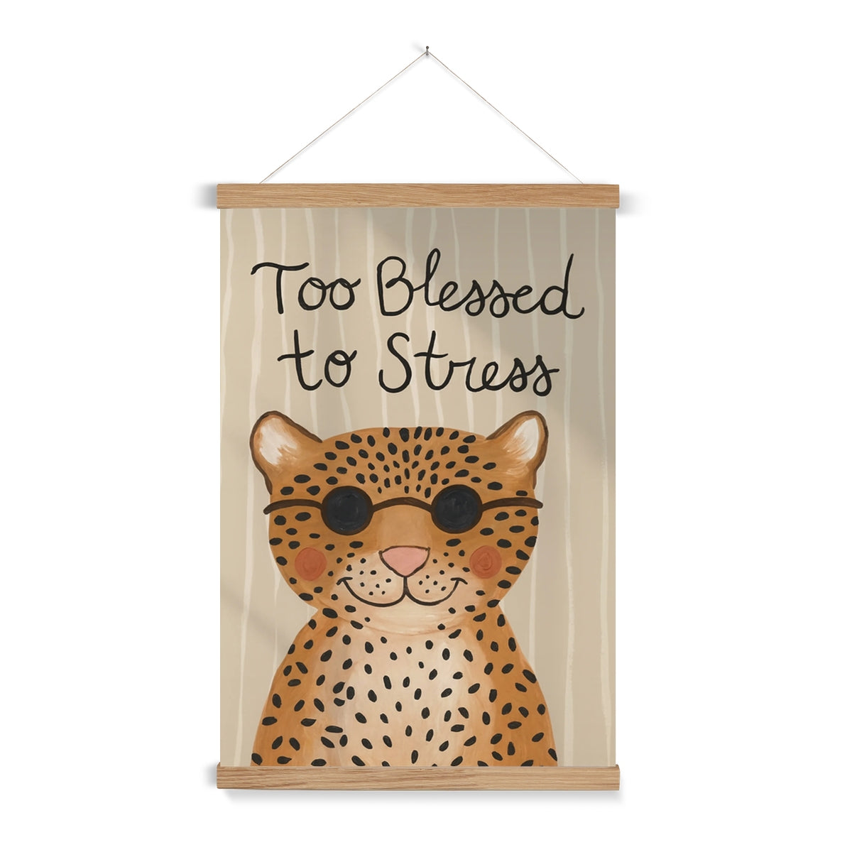 "Too Blessed to Stress" Leopard Kids Christian Art Print