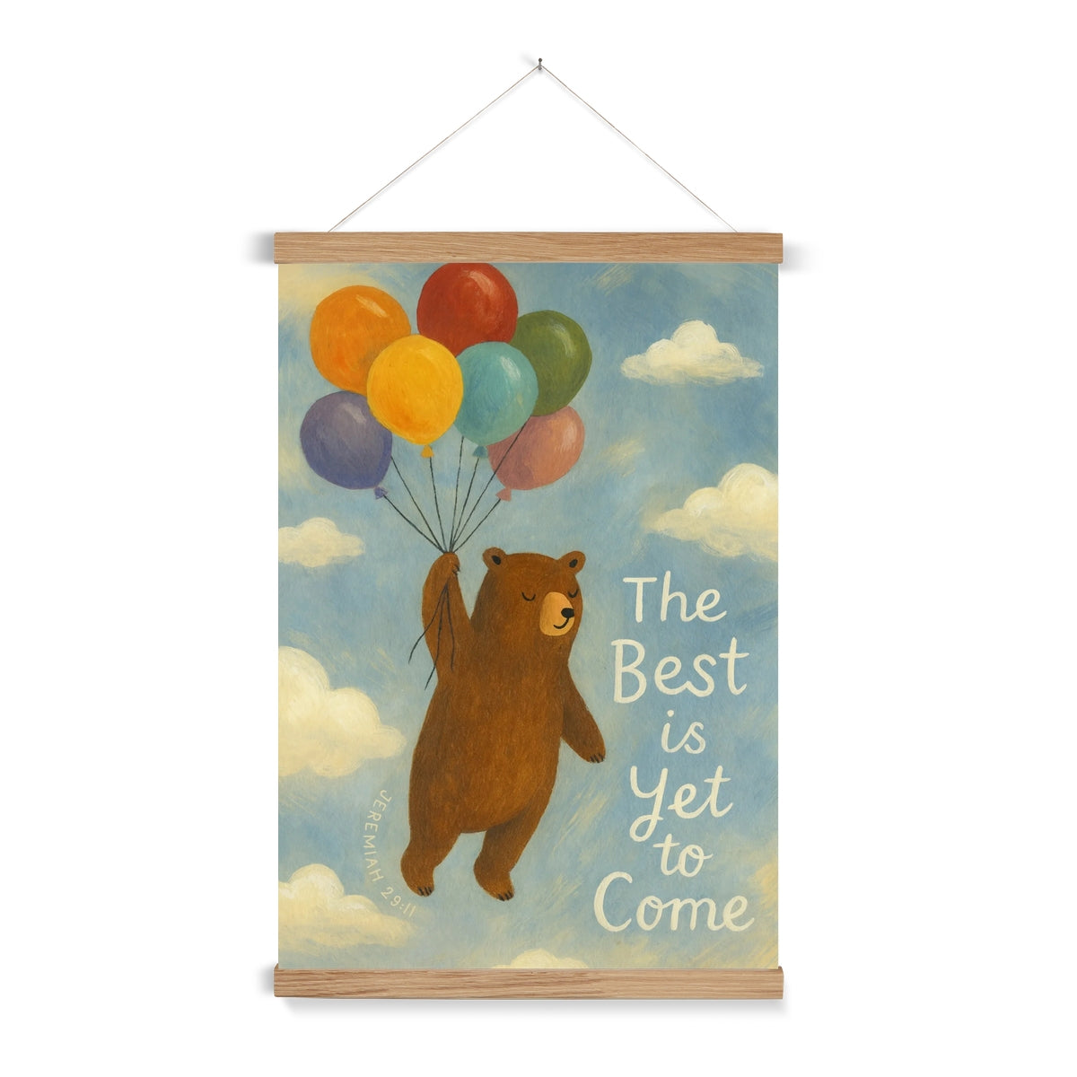 "The Best is Yet to Come" Balloon Bear Kids Christian Art Print - Jeremiah 29:11